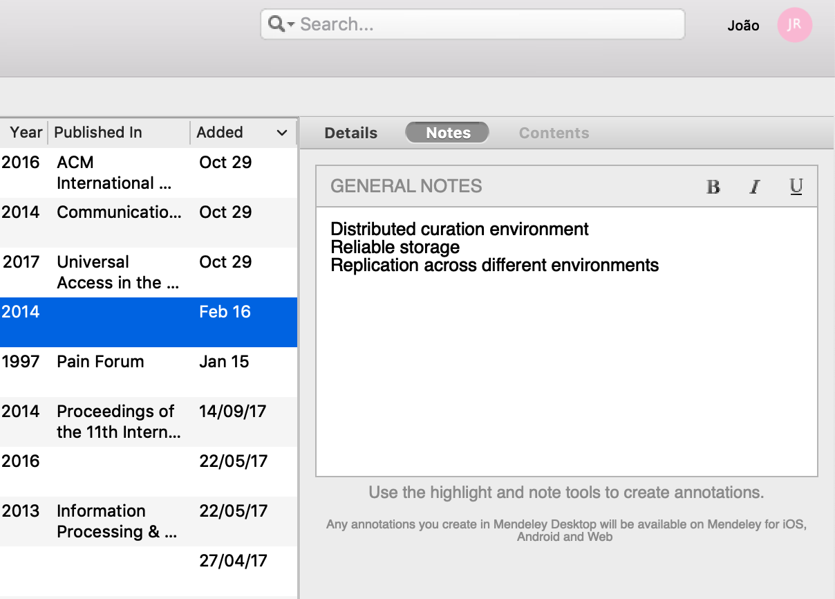 Mendeley Notes