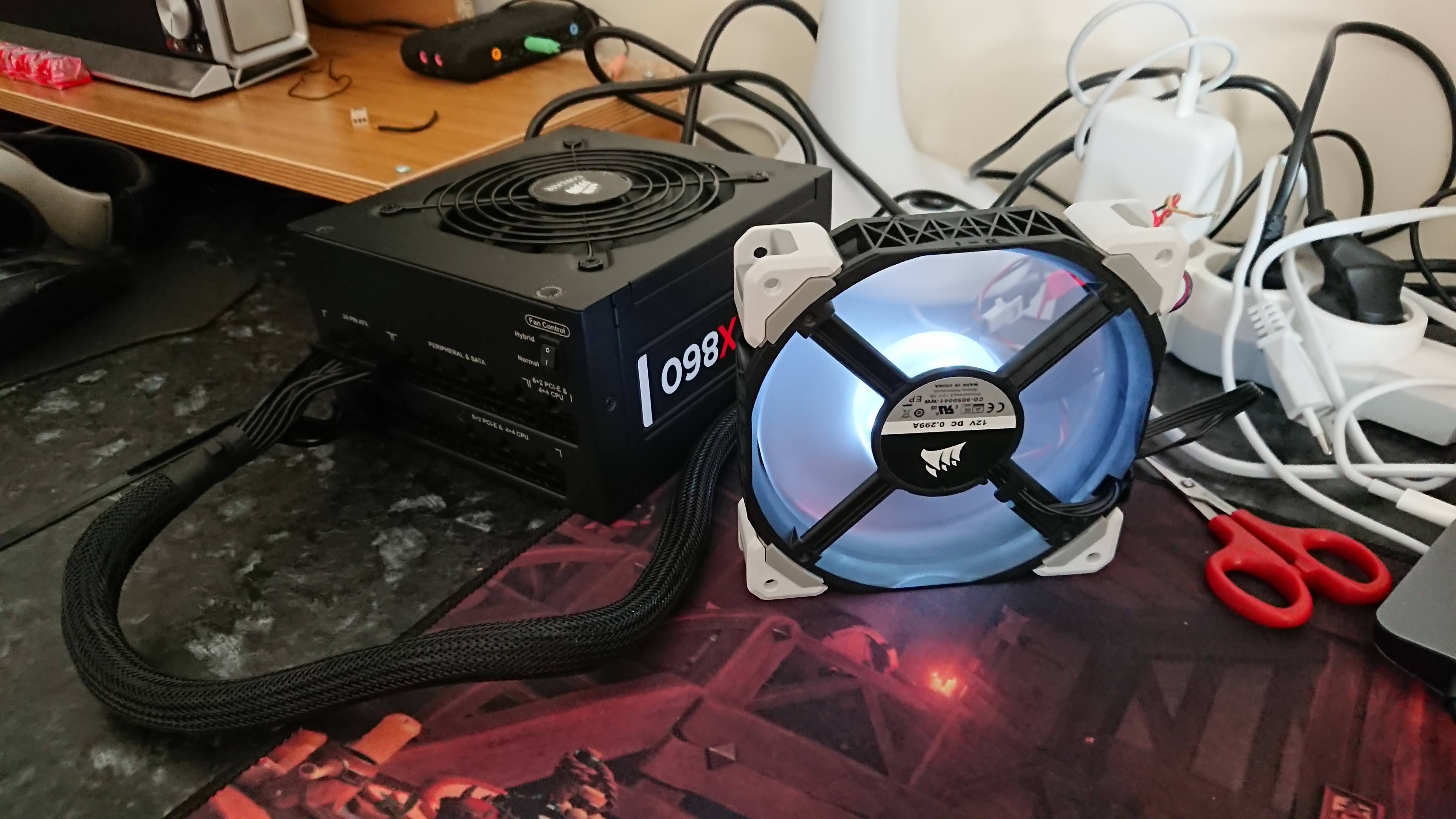 Improvising a fan from a PC power supply and a computer fan The