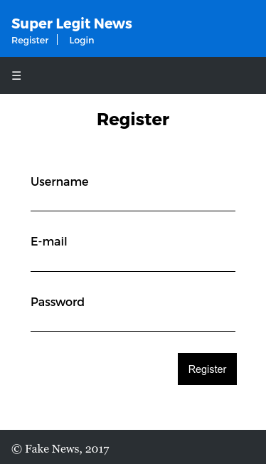 news website registration form