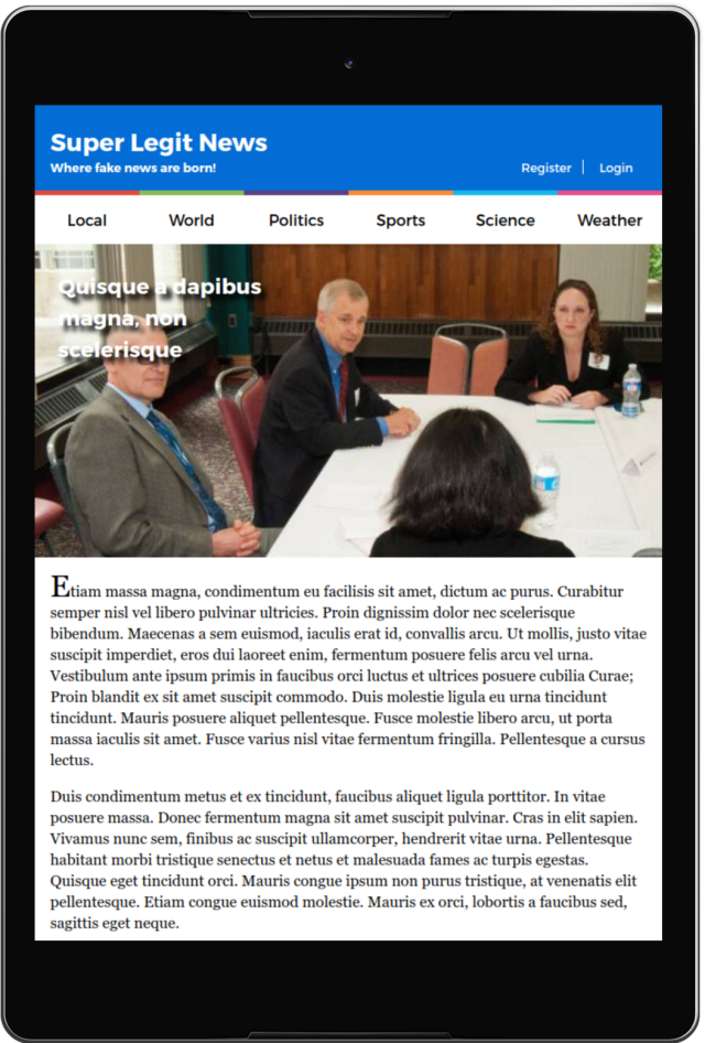 news website layout for tablets