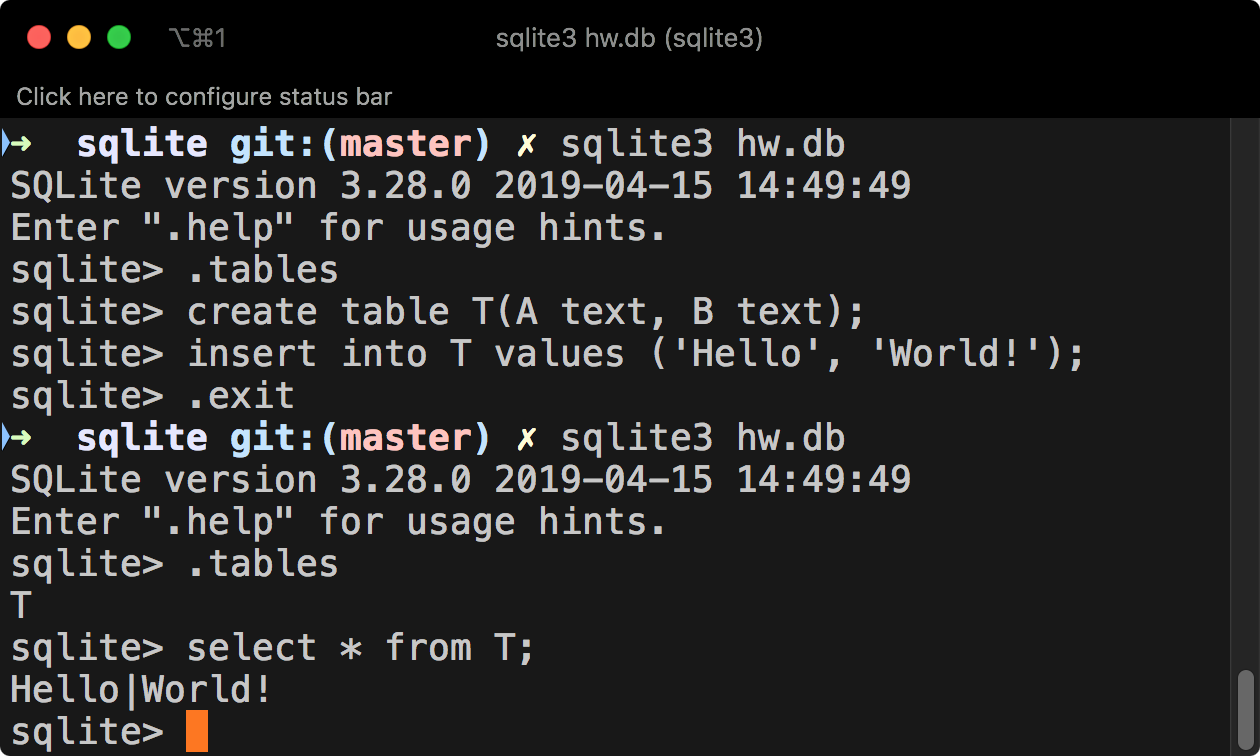 SQLite Persisted Database